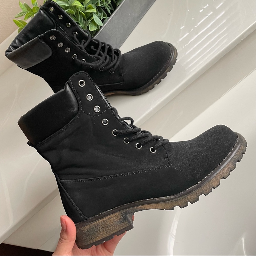 Black combat boots